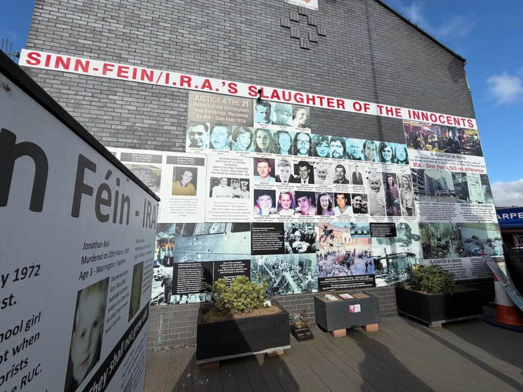 Memorial wall honoring victims of the conflict in Northern Ireland on Shankill Road