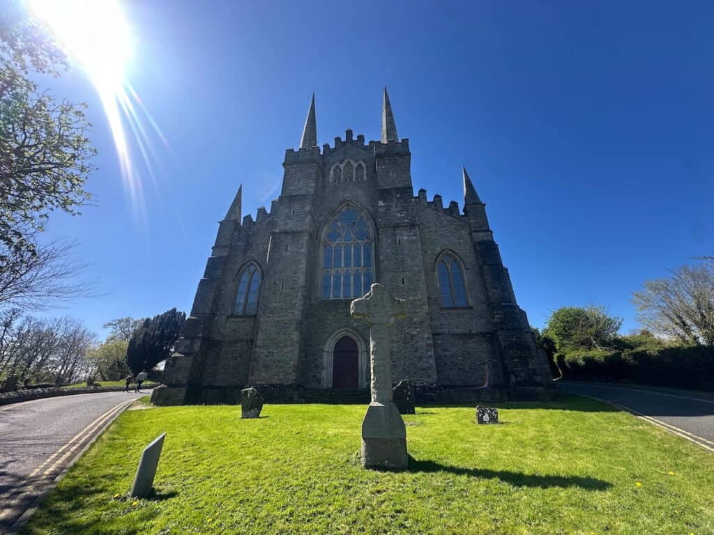Front view of St. Patrick’s Cathedral in Dublin, Ireland