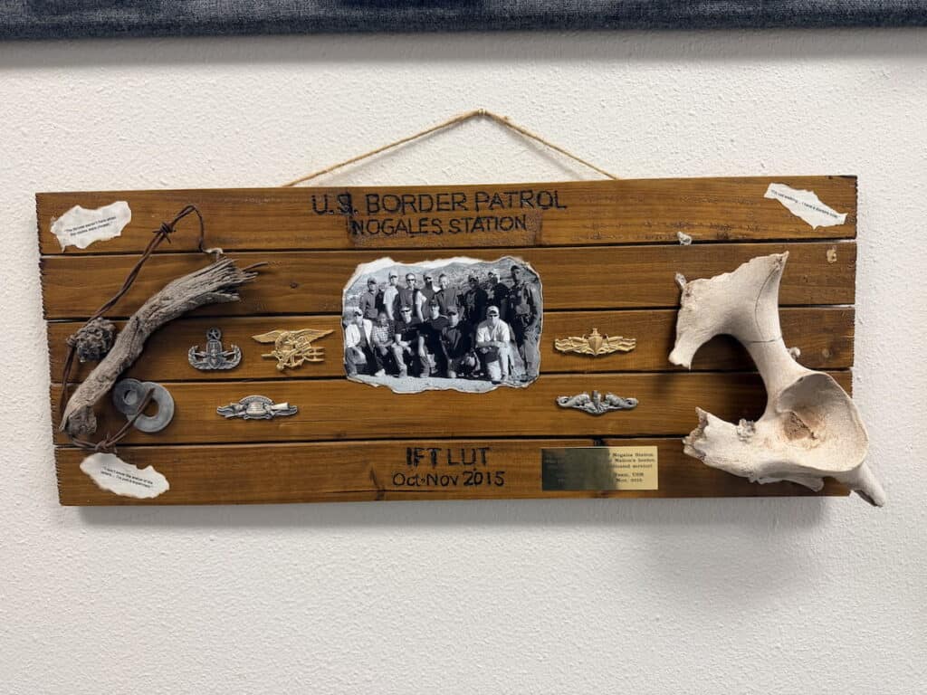 Tools and objects found in the desert displayed by Border Patrol